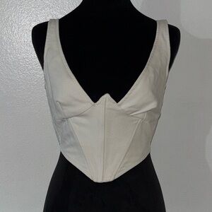 Bardot white corset top with Zipper on back and boning